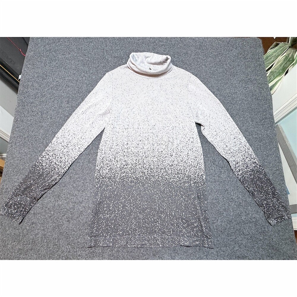 Athleta Flurry Blizzard Seamless Turtleneck Pullover Womens Size M Black White